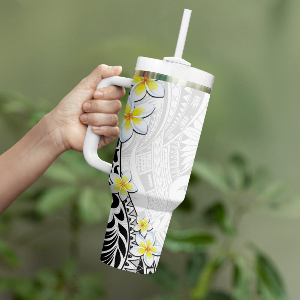 Tropical Plumeria Flowers Custom Stanley Quencher 40Oz Stainless Steel Tumbler - Image 4