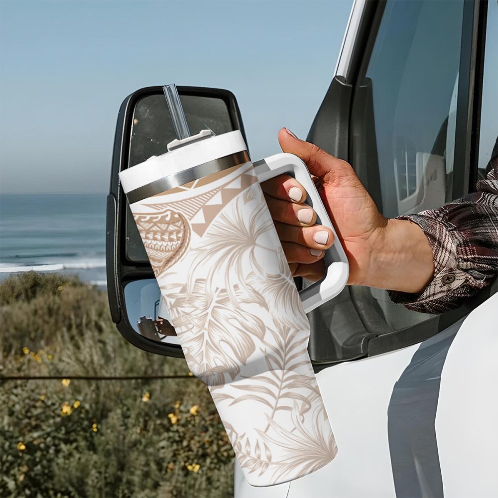 Tropical Plumeria Flowers Custom Stanley Quencher 40Oz Stainless Steel Tumbler - Image 8