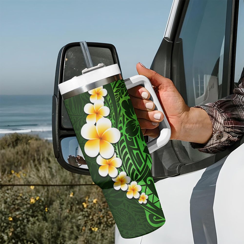 Tropical Plumeria Flowers Custom Stanley Quencher 40Oz Stainless Steel Tumbler - Image 8
