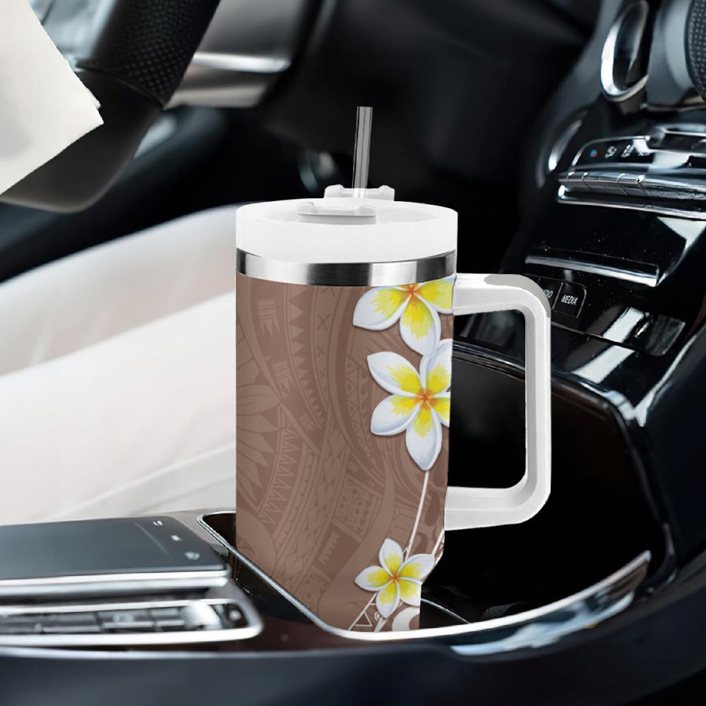 Tropical Plumeria Flowers Custom Stanley Quencher 40Oz Stainless Steel Tumbler - Image 9