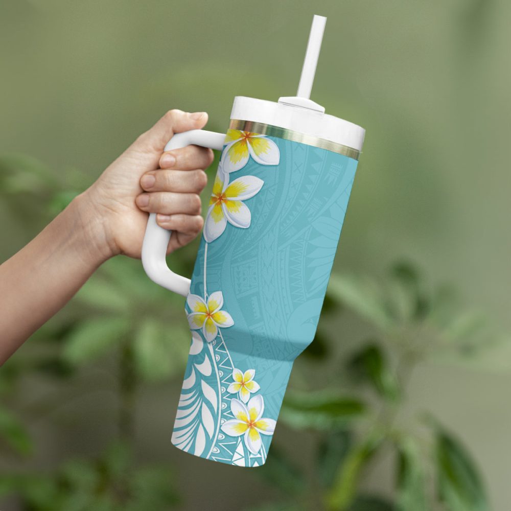 Tropical Plumeria Flowers Custom Stanley Quencher 40Oz Stainless Steel Tumbler - Image 4