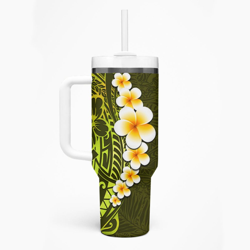 Tropical Plumeria Flowers Custom Stanley Quencher 40Oz Stainless Steel Tumbler - Image 2