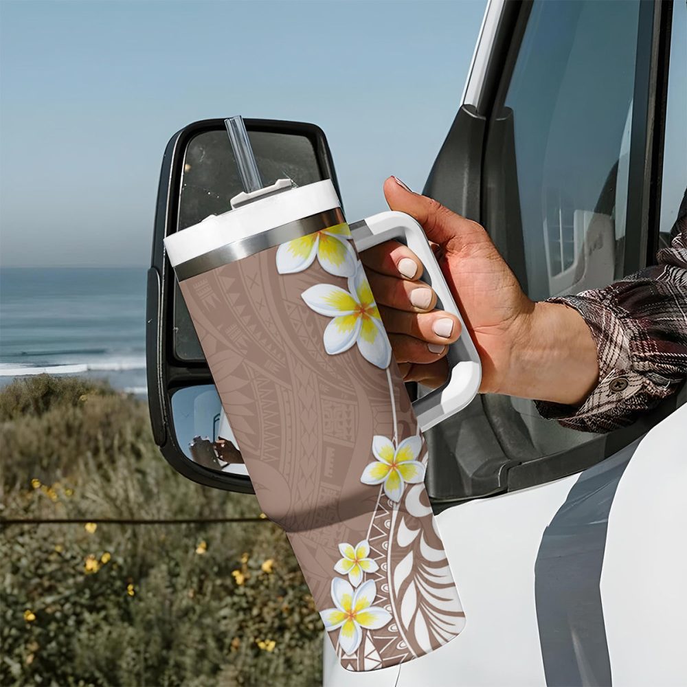 Tropical Plumeria Flowers Custom Stanley Quencher 40Oz Stainless Steel Tumbler - Image 8