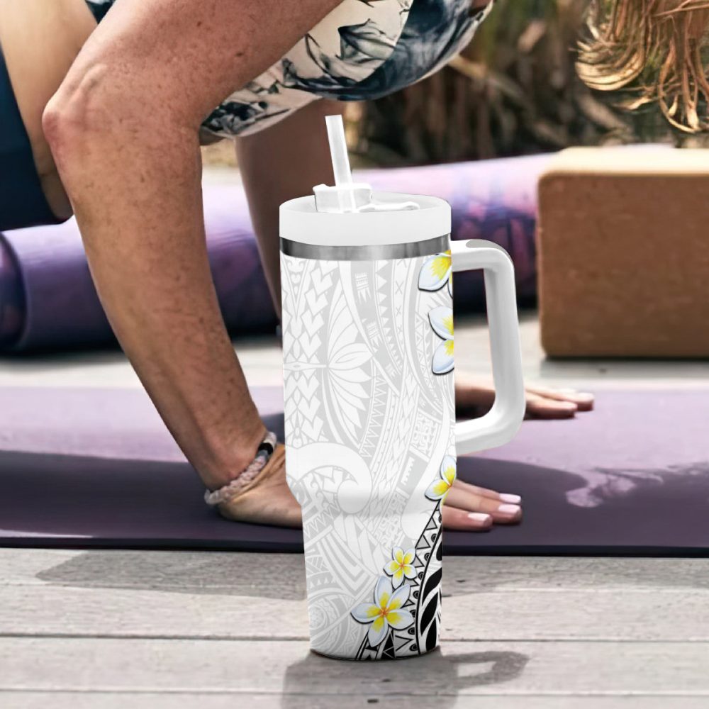 Tropical Plumeria Flowers Custom Stanley Quencher 40Oz Stainless Steel Tumbler - Image 7