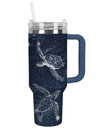 Turtle Custom Stanley Quencher 40Oz Stainless Steel Tumbler With Handle