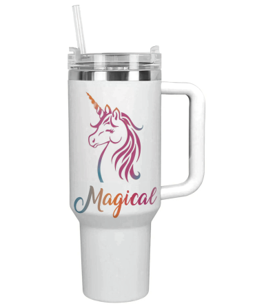 Unicorn Custom Stanley Quencher 40Oz Stainless Steel Tumbler With Handle