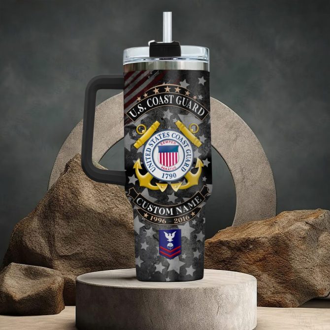 United States Coast Guard Custom Stanley Quencher 40Oz Stainless Steel Tumbler With Handle - Image 3