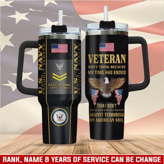 United States Navy Custom Stanley Quencher 40Oz Stainless Steel Tumbler With Handle