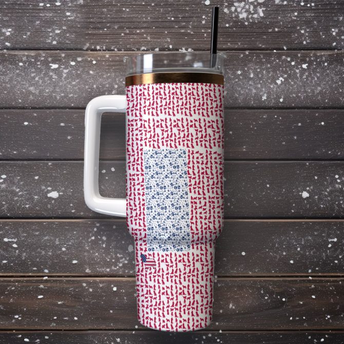 Usa Dog Flag Custom Stanley Quencher 40Oz Stainless Steel Tumbler With Handle - Image 2