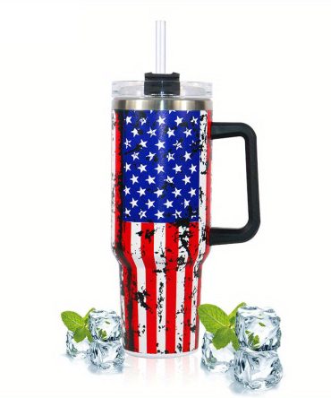Usa Flag Custom Stanley Quencher 40Oz Stainless Steel Tumbler With Handle