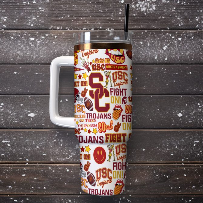 Usc Trojans Ncaa Custom Stanley Quencher 40Oz Stainless Steel Tumbler With Handle - Image 2