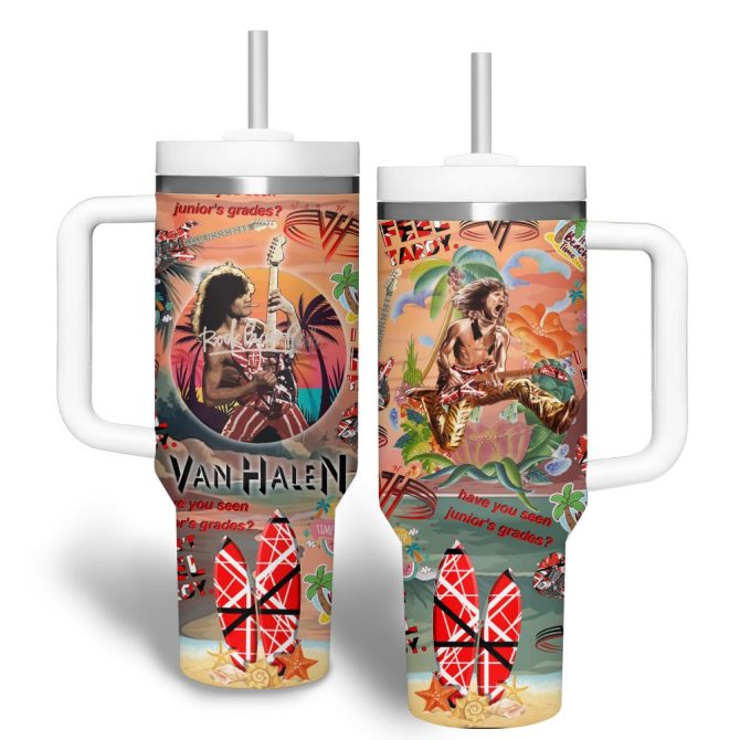 Van Halen Music Custom Stanley Quencher 40Oz Stainless Steel Tumbler - Image 2