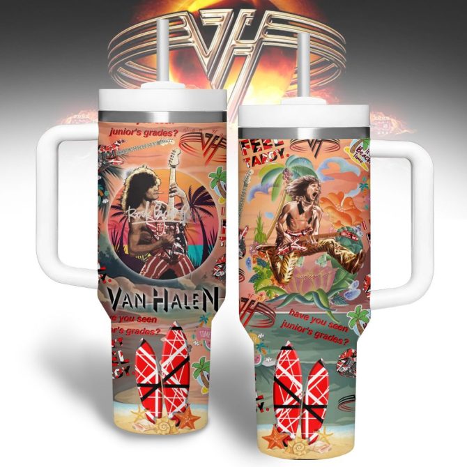Van Halen Music Custom Stanley Quencher 40Oz Stainless Steel Tumbler