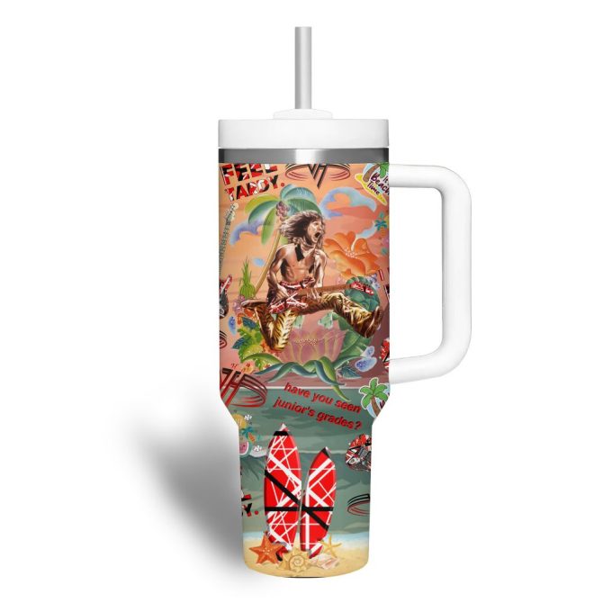 Van Halen Music Custom Stanley Quencher 40Oz Stainless Steel Tumbler - Image 4