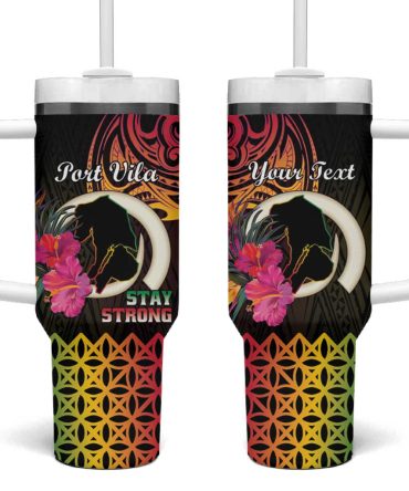 Vanuatu Port Vila Stay Strong Long God Yumi Stanap Custom Stanley Quencher 40Oz Stainless Steel Tumbler With Handle