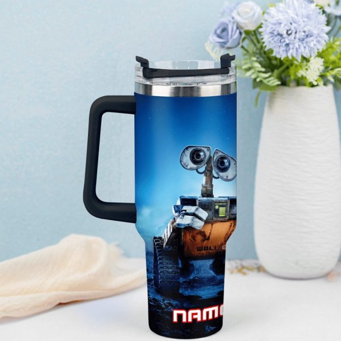 Wall E And Eve Movies Custom Stanley Quencher 40Oz Stainless Steel Tumbler With Handle - Image 2