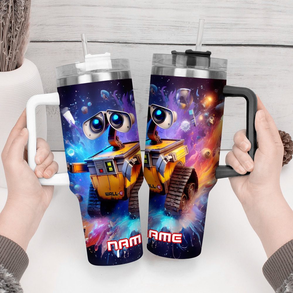 Wall E And Eve Movies Custom Stanley Quencher 40Oz Stainless Steel Tumbler With Handle - Image 4