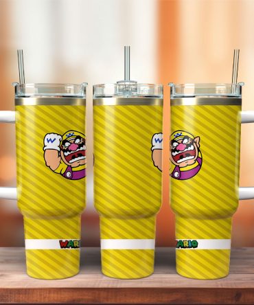 Wario Super Mario Games Custom Stanley Quencher 40Oz Stainless Steel Tumbler With Handle
