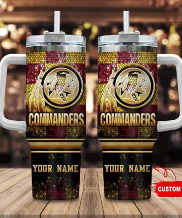 Washington Commanders Nfl Custom Stanley Quencher 40Oz Stainless Steel Tumbler With Handle