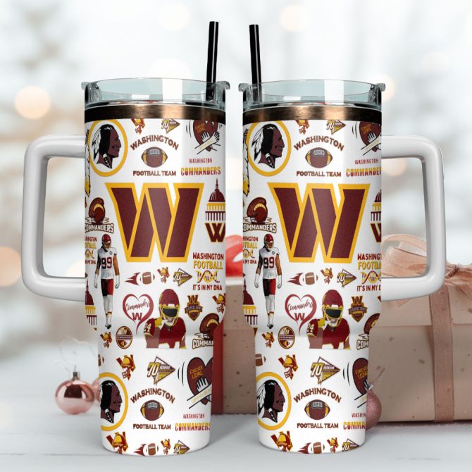 Washington Commanders Nfl Sports Custom Stanley Quencher 40Oz Stainless Steel Tumbler With Handle - Image 4