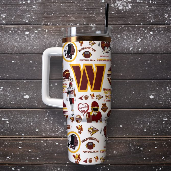 Washington Commanders Nfl Sports Custom Stanley Quencher 40Oz Stainless Steel Tumbler With Handle - Image 2