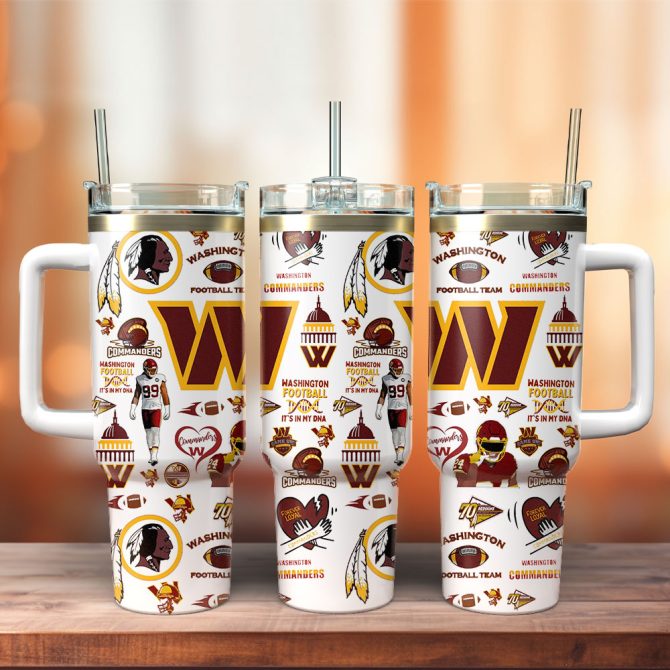 Washington Commanders Nfl Sports Custom Stanley Quencher 40Oz Stainless Steel Tumbler With Handle