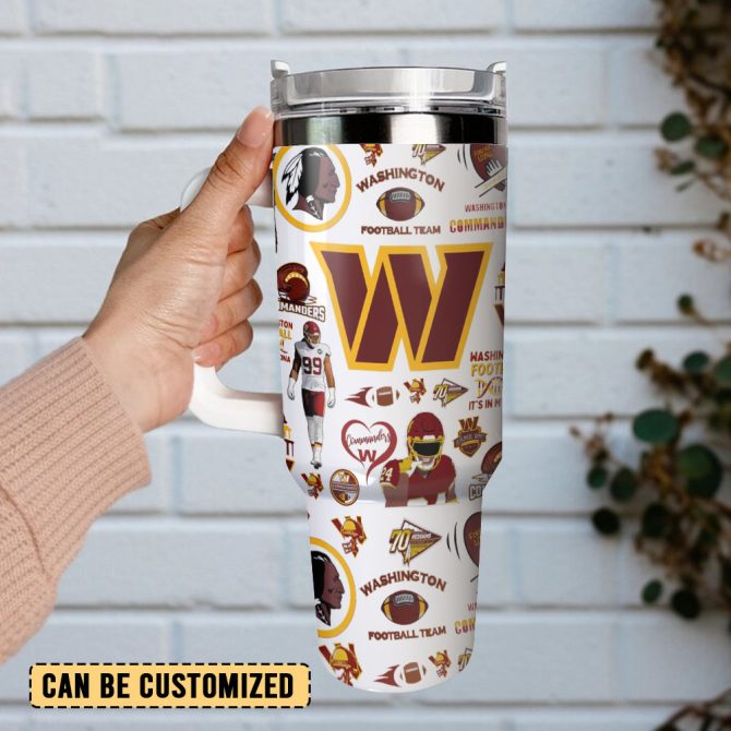 Washington Commanders Nfl Sports Custom Stanley Quencher 40Oz Stainless Steel Tumbler With Handle - Image 3