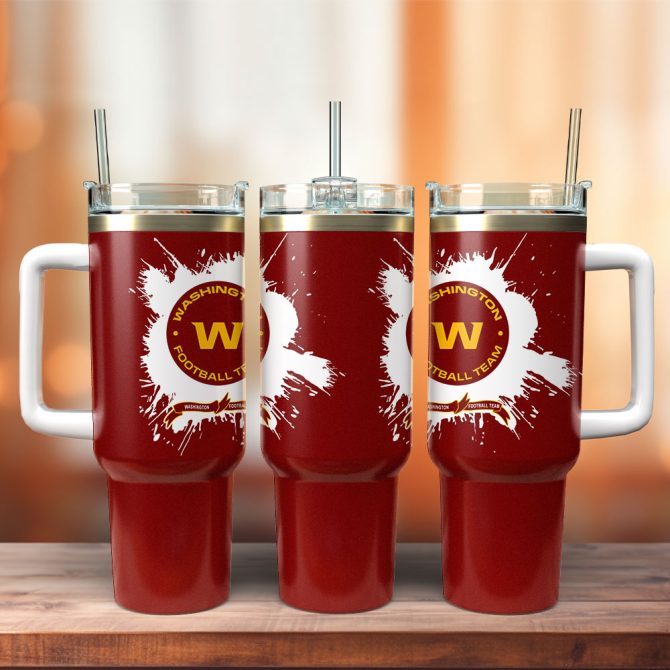 Washington Football Team Sports Custom Stanley Quencher 40Oz Stainless Steel Tumbler With Handle