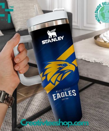 West Coast Eagles Afl Custom Stanley Quencher 40Oz Stainless Steel Tumbler With Handle
