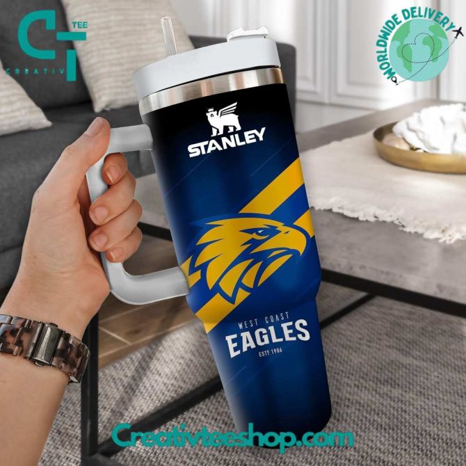 West Coast Eagles Afl Custom Stanley Quencher 40Oz Stainless Steel Tumbler With Handle