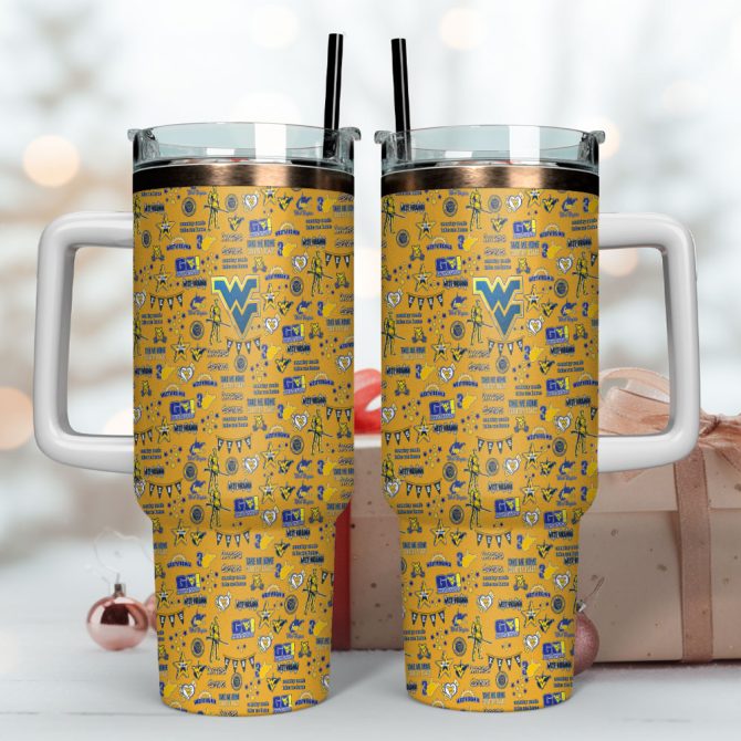 West Virginia Mountaineers Ncaa Sports Custom Stanley Quencher 40Oz Stainless Steel Tumbler With Handle - Image 4