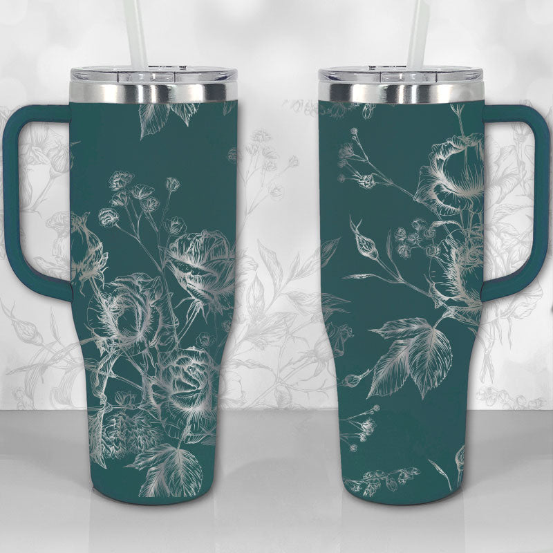 Wild Roses And Flowerscustom Stanley Quencher 40Oz Stainless Steel Tumbler