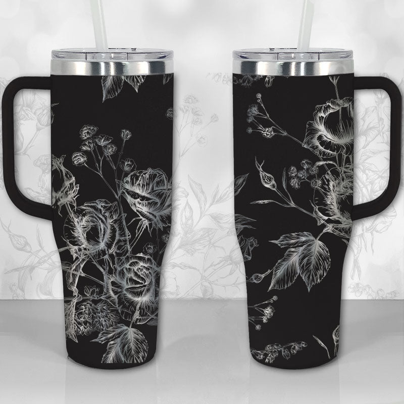 Wild Roses And Flowerscustom Stanley Quencher 40Oz Stainless Steel Tumbler
