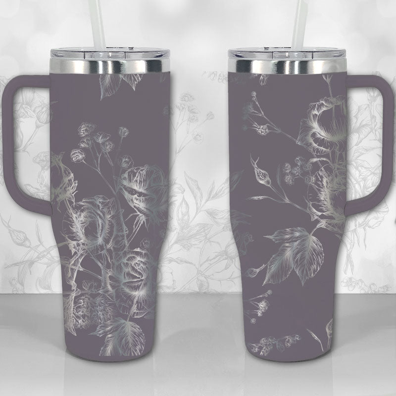Wild Roses And Flowerscustom Stanley Quencher 40Oz Stainless Steel Tumbler