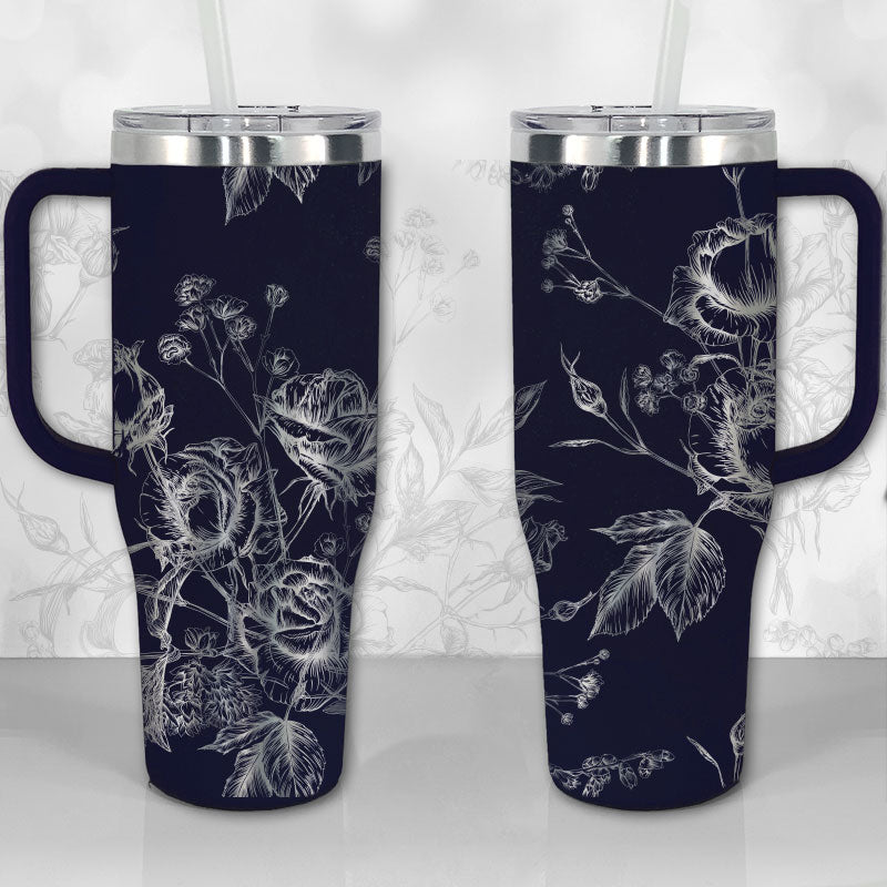 Wild Roses And Flowerscustom Stanley Quencher 40Oz Stainless Steel Tumbler