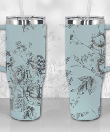 Wild Roses And Flowerscustom Stanley Quencher 40Oz Stainless Steel Tumbler