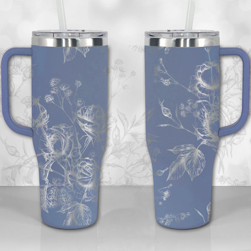 Wild Roses And Flowerscustom Stanley Quencher 40Oz Stainless Steel Tumbler