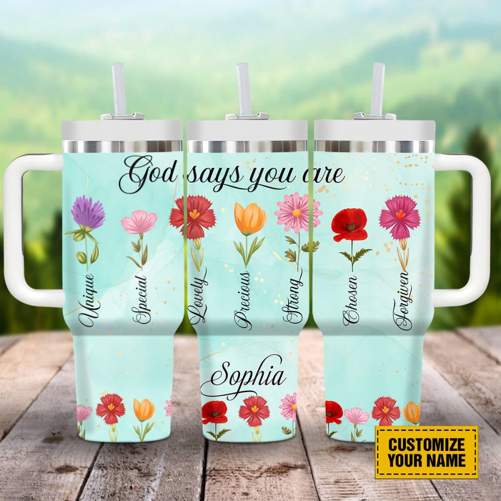 Wildflower Custom Stanley Quencher 40Oz Stainless Steel Tumbler With Handle