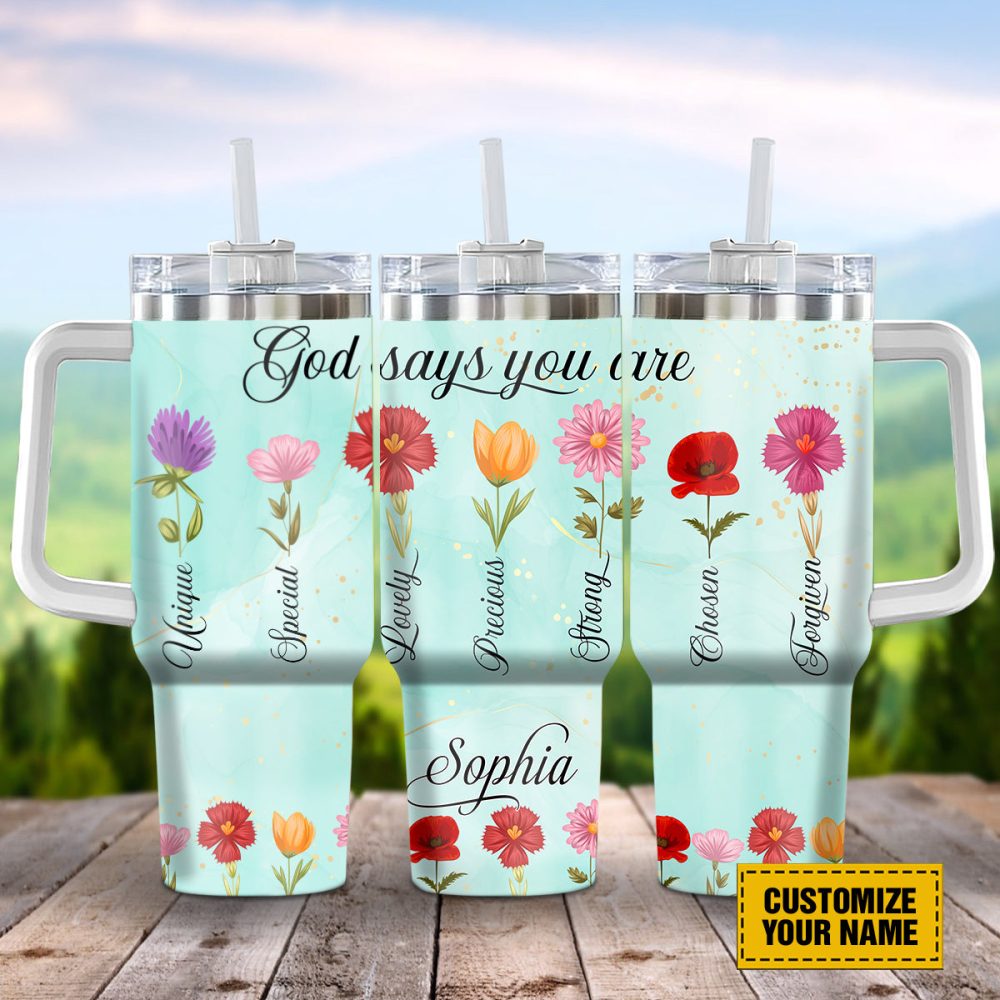 Wildflower Custom Stanley Quencher 40Oz Stainless Steel Tumbler With Handle - Image 2