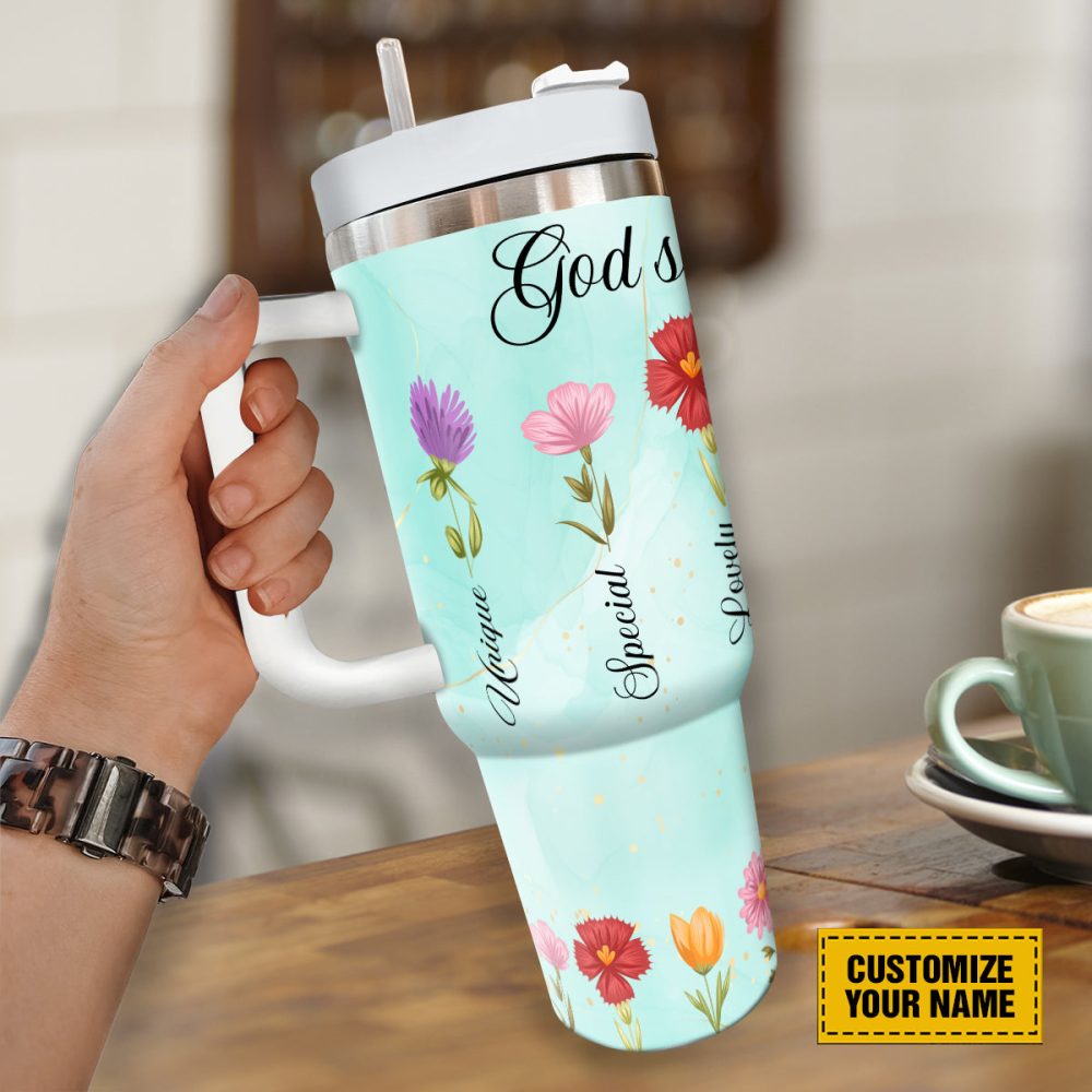Wildflower Custom Stanley Quencher 40Oz Stainless Steel Tumbler With Handle - Image 4
