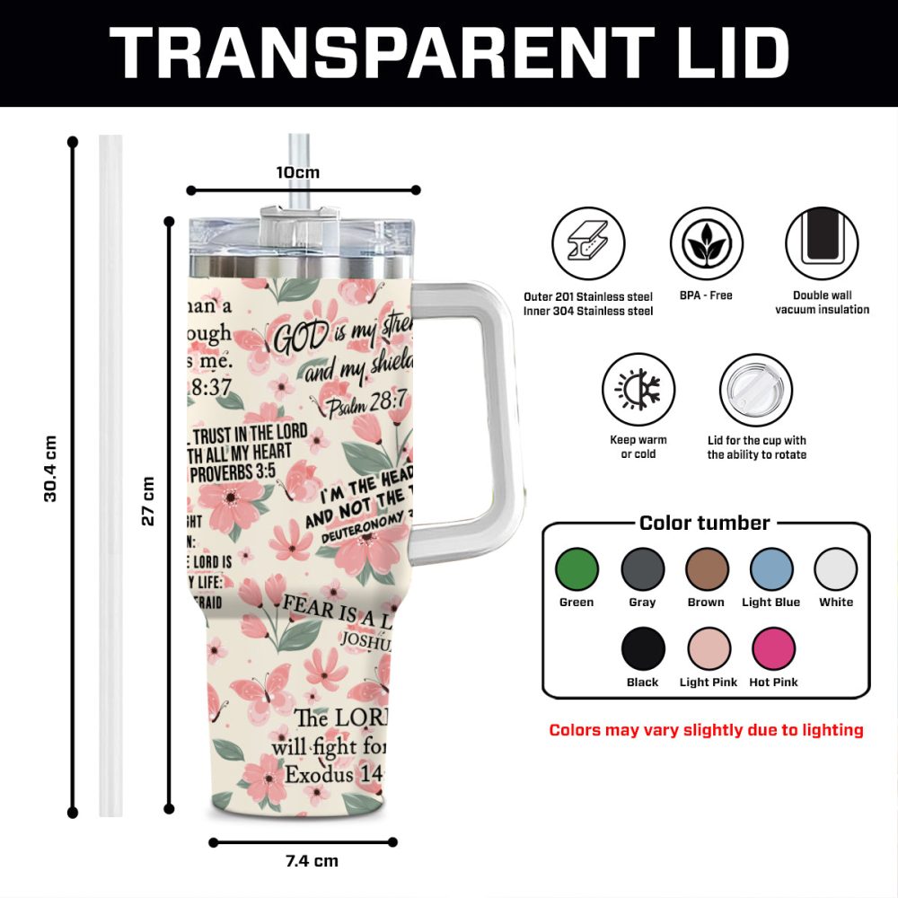 Wildflower Pattern Faith Custom Stanley Quencher 40Oz Stainless Steel Tumbler With Handle - Image 8