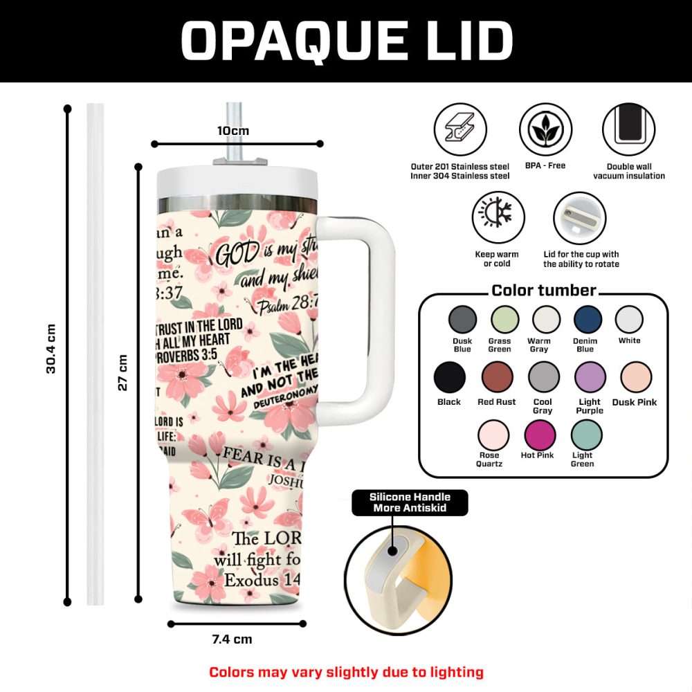 Wildflower Pattern Faith Custom Stanley Quencher 40Oz Stainless Steel Tumbler With Handle - Image 9