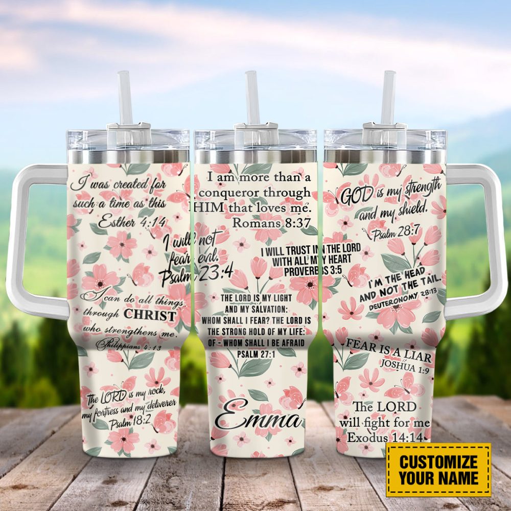 Wildflower Pattern Faith Custom Stanley Quencher 40Oz Stainless Steel Tumbler With Handle - Image 2