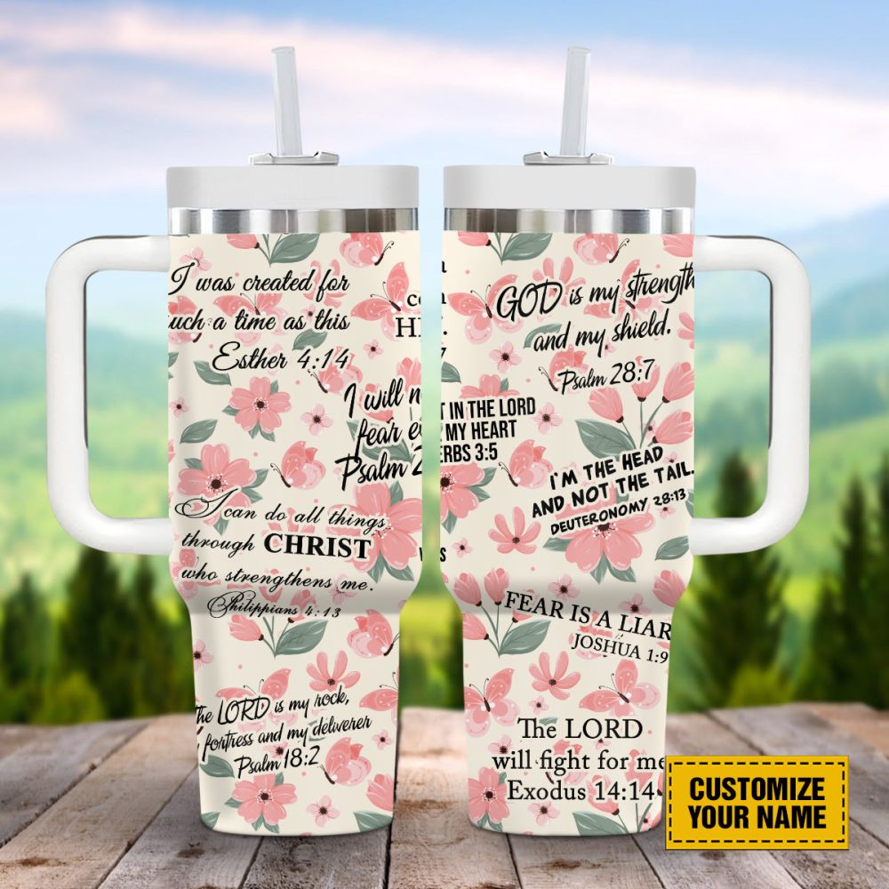 Wildflower Pattern Faith Custom Stanley Quencher 40Oz Stainless Steel Tumbler With Handle - Image 4