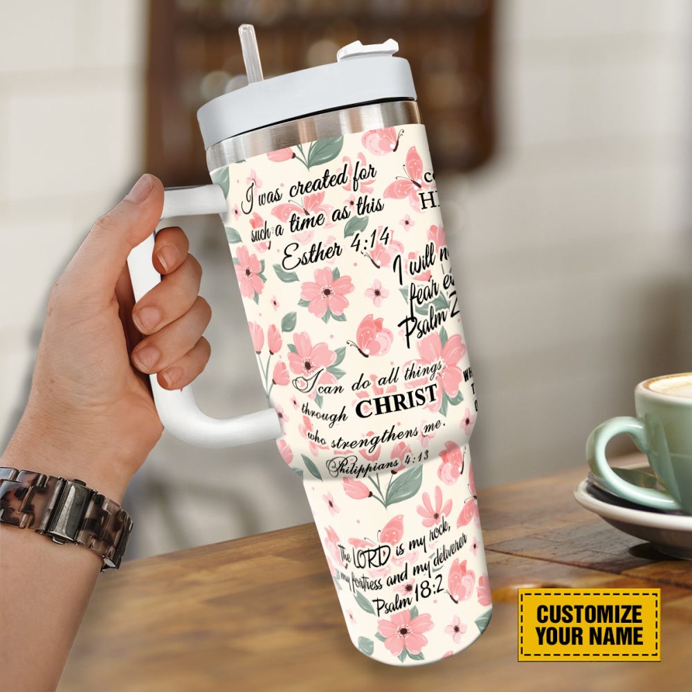 Wildflower Pattern Faith Custom Stanley Quencher 40Oz Stainless Steel Tumbler With Handle - Image 5