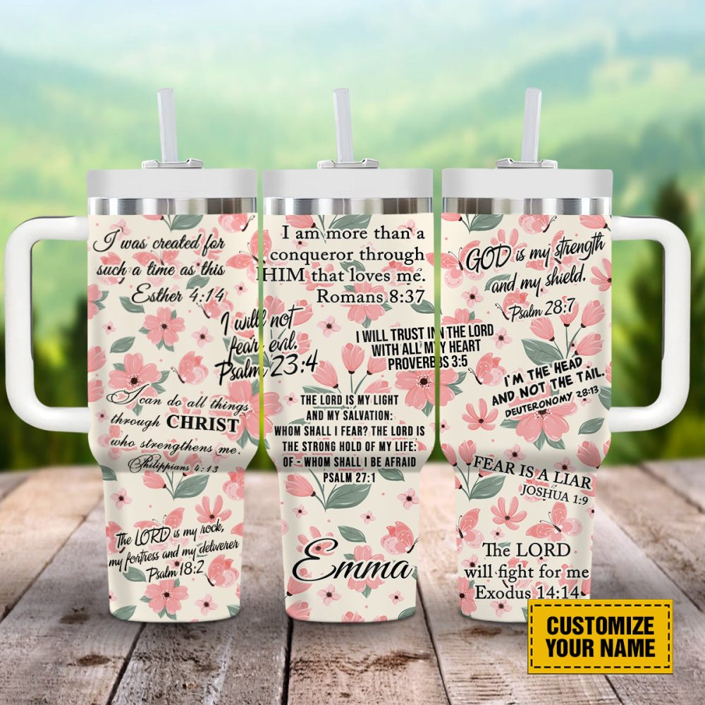 Wildflower Pattern Faith Custom Stanley Quencher 40Oz Stainless Steel Tumbler With Handle