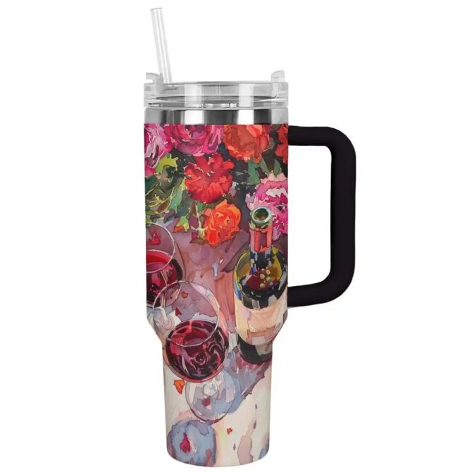 Wine Custom Stanley Quencher 40Oz Stainless Steel Tumbler With Handle - Image 2