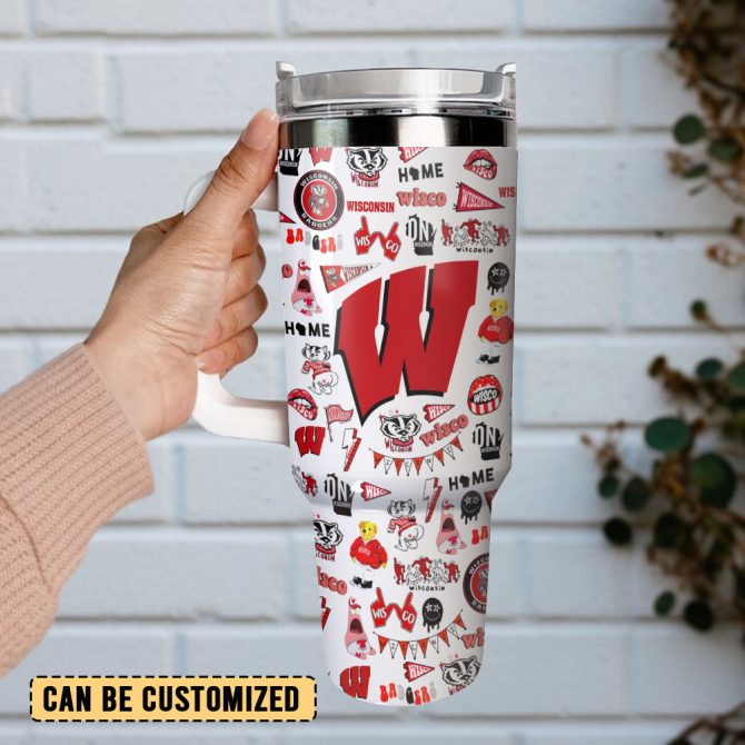 Wisconsin Badgers Ncaa Sports Custom Stanley Quencher 40Oz Stainless Steel Tumbler With Handle - Image 3