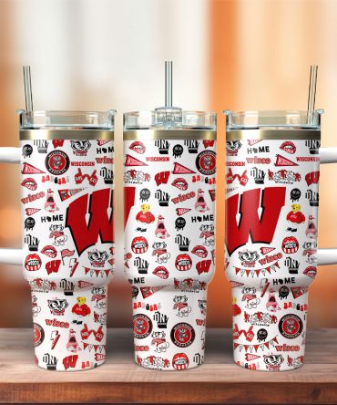 Wisconsin Badgers Ncaa Sports Custom Stanley Quencher 40Oz Stainless Steel Tumbler With Handle