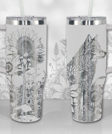 Wolf And Sunflowers Custom Stanley Quencher 40Oz Stainless Steel Tumbler